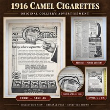 1916 Camel Cigarettes Original Collier's Magazine Ad 12x9 R.J. Reynolds picture