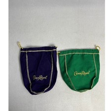 Collectible Barware Crown Royal OS Purple Green Drawstring Storage Bags 2pk picture