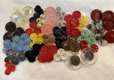 Lot 2 Vintage Mixed Lot Sewing Buttons, Multicolor Assorted Materials, 100+Pcs picture