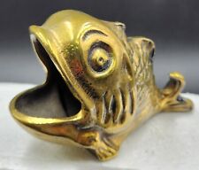 VINTAGE Solid Brass Fish Ashtray Open Mouth - Peerage Made In England picture