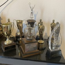 Vintage Radio Award Trophy Lot - Famous Radio People Lot Of 11 Trophies picture