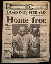 O.J. Simpson Not Guilty Of Murder Full Boston Herald Newspaper October 4, 1995 picture