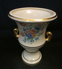 Vintage Campana Porcelain Vase Urn Roses Floral With Gold Trim  6