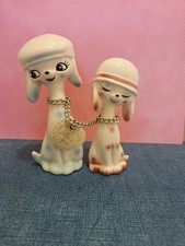 Cute Japanese vintage Chained Dog Pair puppy ceramic figurine kitschy pair from picture