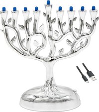 Mini Electric Menorah, Tree of Life Design Hanukkah Menorah, LED Travel Menora, picture