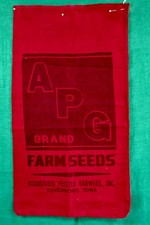 Vintage APG Brand Farm Seeds One Bushel Red Cloth Sack picture