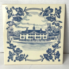 Royal Goedewaagen Blue Delft Mount Vernon Estate Decorative Tile 6’’x6’’ Pre Own picture