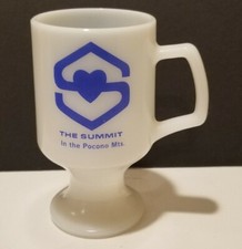 Vintage THE SUMMIT In The Pocono Mts. MILK GLASS PEDESTAL MUG GLASS Hotel PA. picture