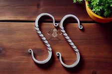 Hand-Forged Twisted Iron S-Hook Rustic Blacksmith Set of 2 picture