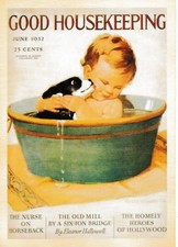 card Vintage style advertising Eleanor Hallowell Good Housekeeping Puppy Baby picture