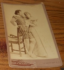 1880's Cabinet Card Photo Marie Wainwright & Henry Miller Actors in Costume picture