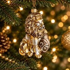 Jay Strongwater Gilded Lion with Egg Glass Ornament Mint In Box  (SDH2273-292) picture