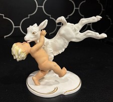 Wallendorf Schaubach Kunst German Porcelain Cherub Boy & Goat Figurine picture