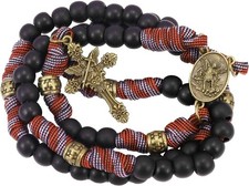 Bronze St Michael Rosary with Black Beads Heavy Duty Catholic Paracord Rosary picture