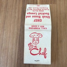 Vintage 1960s The Chef Steak House & Cocktail Lounge Pompano Beach, FL matchbook picture