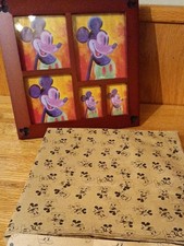 Vintage Walt Disney Brown Walnut Wood Retro Mickey Mouse Five Picture Frame picture