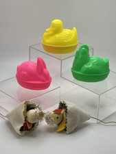 5 Lot Vintage Easter Spun Cotton Chicks Egg Picks & Hard Plastic Candy Container picture