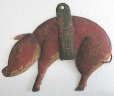 ANTIQUE BUTCHER'S ADVERTISEMENT  TRADE SIGN PIG HOG DISPLAY HANGING . picture