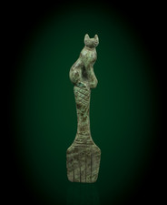Rare Authentic Ancient Egyptian Antique Bastet Goddess Stone Statue Figure BC picture