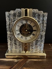 Vintage Citizen Quartz Skeleton Mantle Clock Art Deco Ice Crystal 8.5