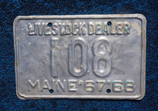 1967 1968 Maine LIVESTOCK DEALER License Plate # 108 picture