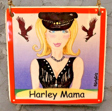 Girly Girlz Harley Mama Harley Davidson Ceramic Wall Sign Plaque 4 1/2