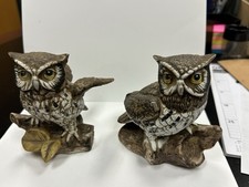 Set Of 2 Vintage 70s HOMCO Classic Horned Owl Figurines Ceramic Porcelain 1114 picture