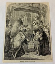 1877 magazine engraving ~ ELIZABETH WOODVILLE AT WESTMINSTER picture