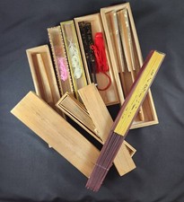 Japanese Odori Fan a lot 9 Geisha Dance Hand Held SENSU Folding Fan Very good picture
