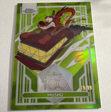 2023 Topps Disney 100 Mulan Mushu Chrome Green Serial Numbered Card 19/99 picture