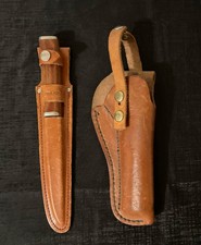 VTG Sharp DF-60 Knife Leather Sheath “Japan” & Unbranded Leather Gun Holster picture