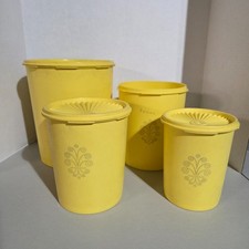 Vintage Set Of 4 Tupperware Servalier Nesting Canister Set Yellow picture