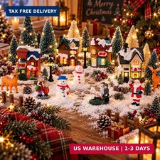 31 Piece Lighted Christmas Village Set with Houses Figurines Decor picture