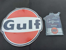Gulf Gasoline and Gulfpride Motor Metal Sign Round Sign Is 12 by 12 Inches picture