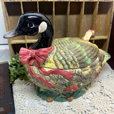 Canada Goose Ceramic Soup Tureen with Lid and Matching Ladle/Spoon picture