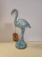 12 Inch Metal Blue Flamingo Figurine. 1 Lb. 7 Ounces. Heavy. Light Blue With... picture