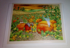 Vintage Lang Blank Note Card Pumpkin Patch Main Street Press 1994 + Envelope picture