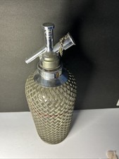 Vintage 1930-50's London Sparklets Seltzer Glass/Wire-Mesh Soda Siphon Bottle picture