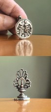 Antique Large Continental Silver Lions Coat of Arms Fob Seal / Desk Seal picture