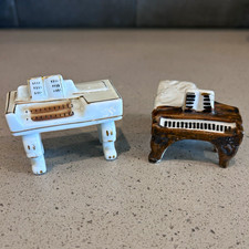 Vintage 1:12 Dollhouse Porcelain Grand & Upright Pianos Lot of 2 Occupied Japan picture