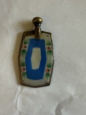 Antique Guilloche Enamel Perfume Bottle With Floral Design picture