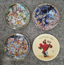 Lot 4 Vintage Pepsi Cola Collector Plates Franklin Mint Bill Bell Rockwell COA picture