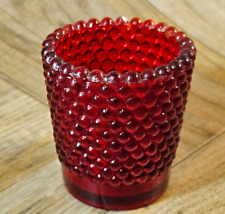 Vtg Red Glass Hobnail Votive Candle Toothpick Holder 2.5