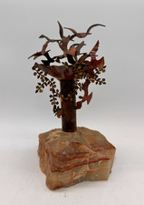 Brian Bijan - Unsigned - Metal Sculpture on Stone Base Birdbath Birds in Flight picture