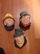 Vintage Bossons Chalkware Character Heads Lot of 3 Old Salt Made in England picture