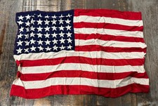 Vintage 48 Star American Flag 15.5 x 11” Parade Silk Flag Pre-1959 WWII Era picture