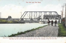Rochester NY Erie Canal Interurban Railway Bridge Postcard c1905 Old & New picture