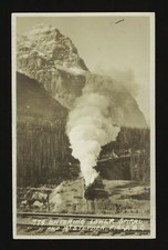 Entering Lower Spiral Tunnel and Mt Stephen Field BC CPR passenge- Old Photo picture
