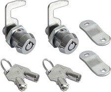 Toolbox Cam Lock Replacement 5/8 Chrome Tubular Keyed Alike 2 Pack w/ Keys picture
