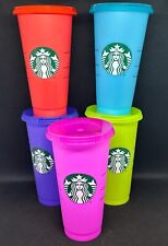 Starbucks Reusable 24oz Cold Cups Lot of 5 With Lids No Straws Summer Colors picture